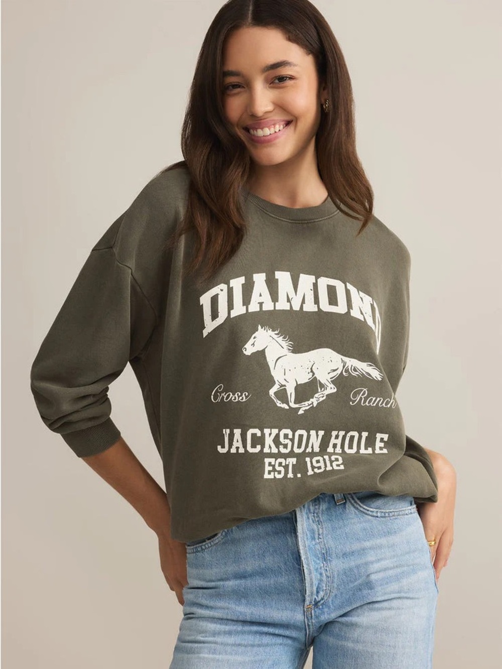 Diamond Jackson Hole Olive Graphic Sweatshirt